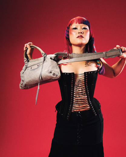 Balenciaga Giant City Hand Bag Leather Light Blue Silver