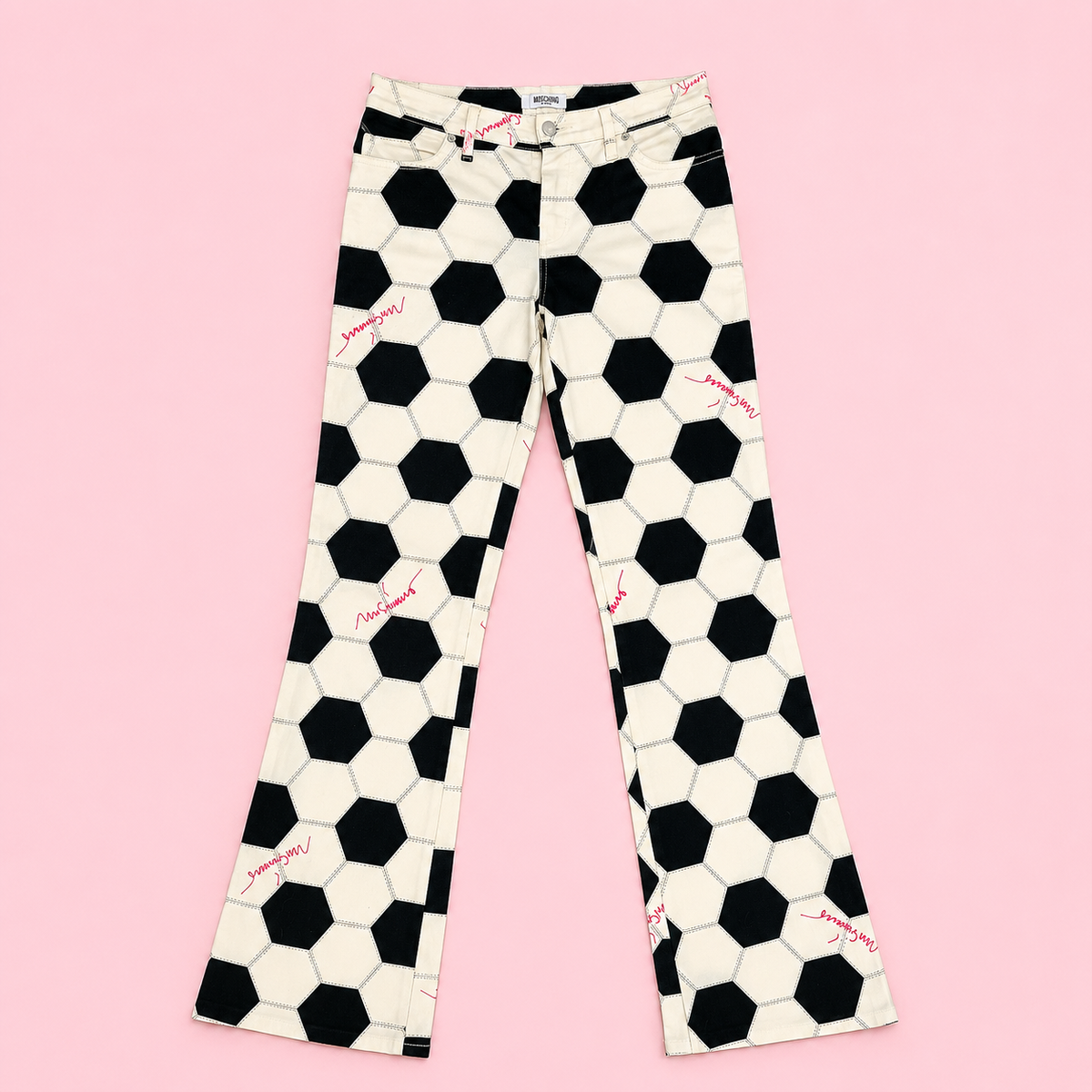 Rare Vintage 1990s Moschino Jeans Soccer Ball Print Pants