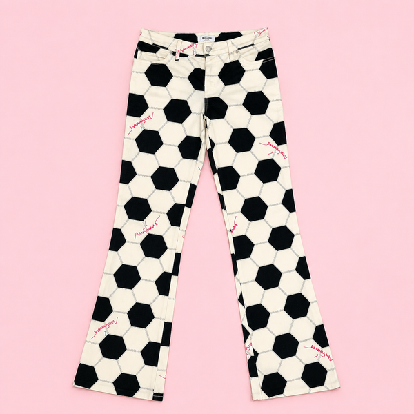 Rare Vintage 1990s Moschino Jeans Soccer Ball Print Pants