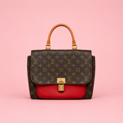 Louis Vuitton Marignan Monogram Canvas & Coquelicot Red Leather Top Handle Bag