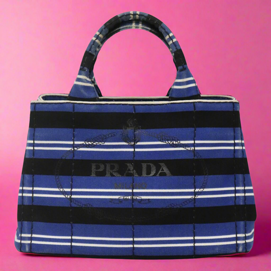 Prada Canapa Blue Canvas Handbag