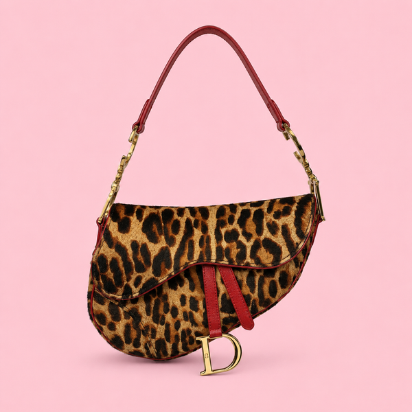 Christian Dior Leopard Pony Hair Saddle Bag - John Galliano Era