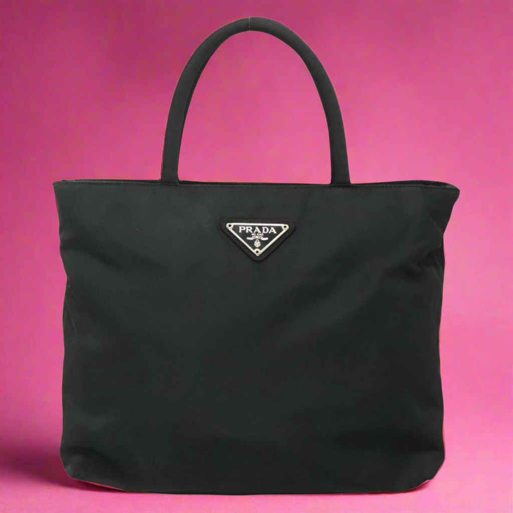 Prada Hand Bag Nylon Black
