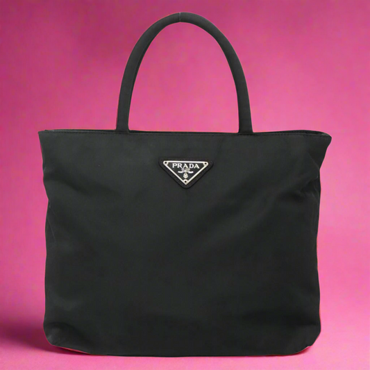 Prada Hand Bag Nylon Black