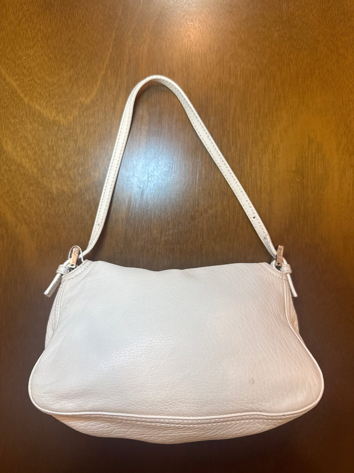 Fendi White Leather Mini Mamma Baguette Shoulder Bag