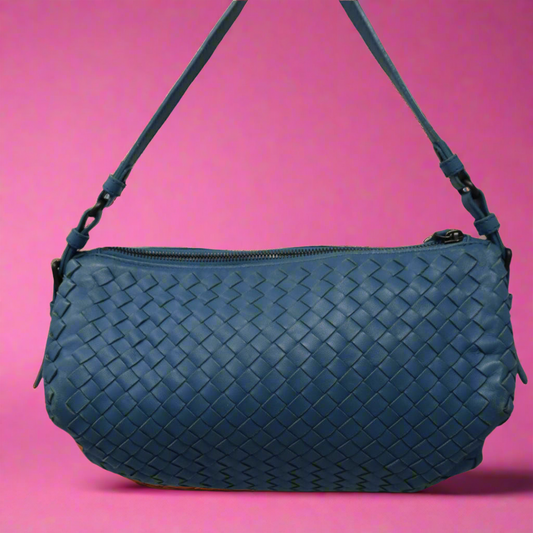 Bottega Veneta Zip Hobo Intrecciato Nappa Blue