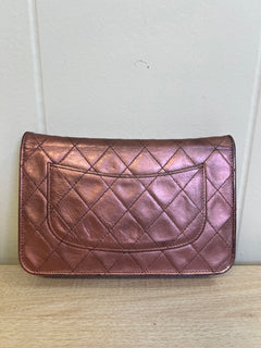 CHANEL Matelasse 2.25 Chain Wallet Shoulder Bag Leather Pink