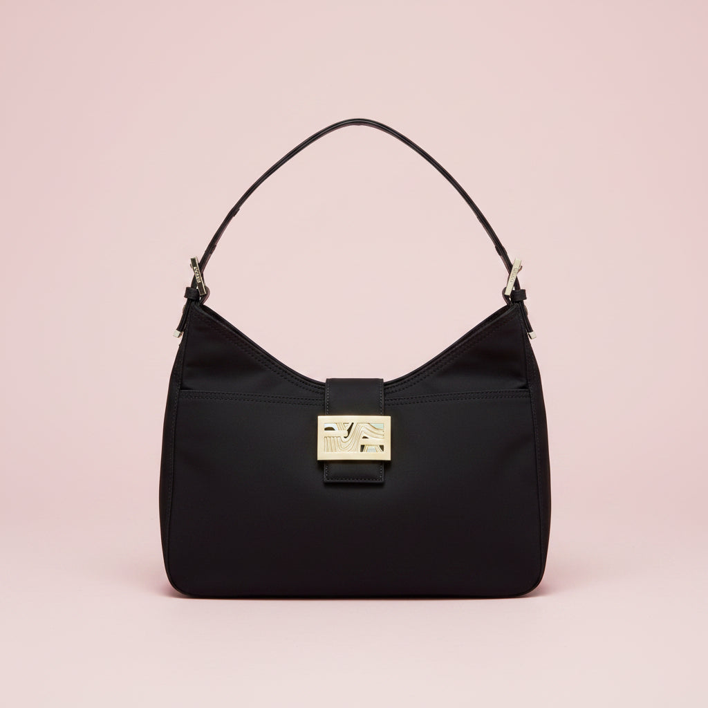 Fendi Navy Hobo Wave Buckle Detail