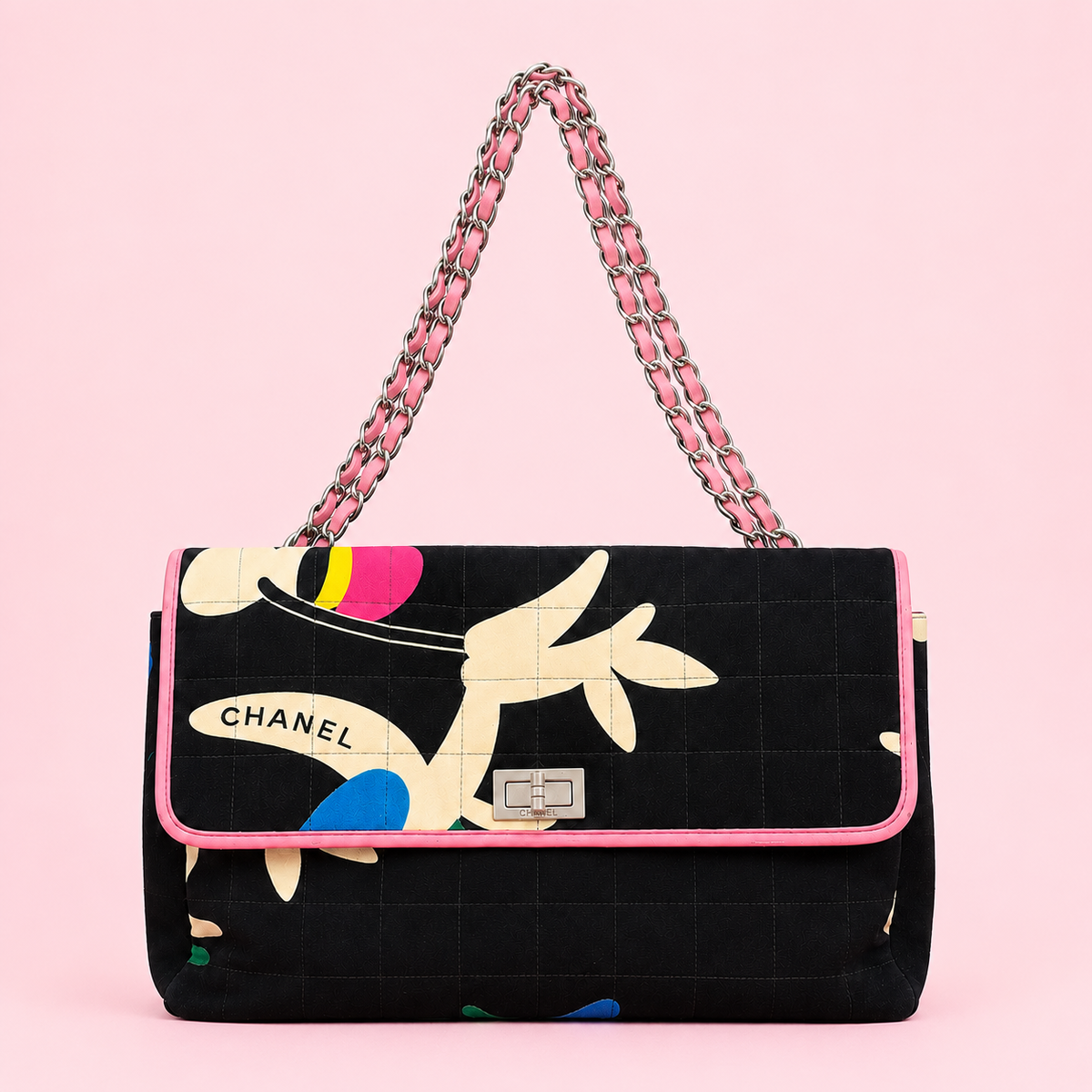 Chanel Chocolate Bar Multipocket Flap Bag – Printed Quilted Canvas Medium