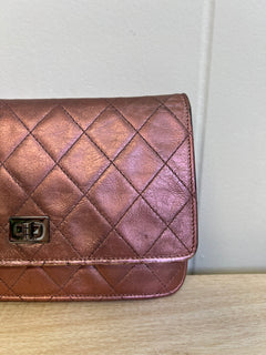 CHANEL Matelasse 2.25 Chain Wallet Shoulder Bag Leather Pink