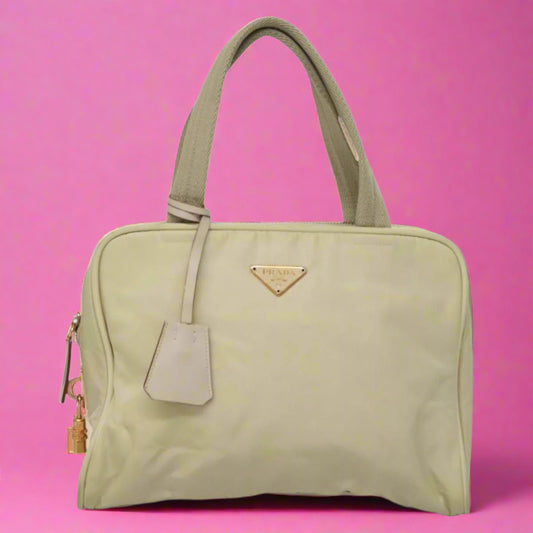 Prada Hand Bag Nylon Cream