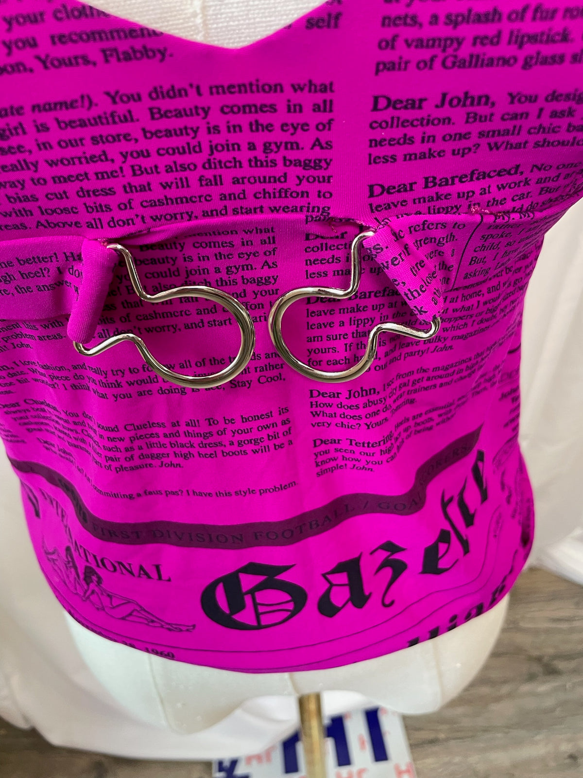 John Galliano Gazette Newspaper Print Buckle Top