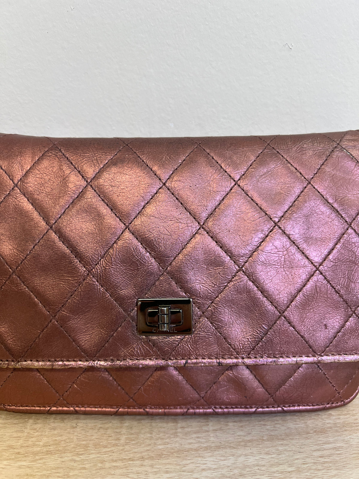 CHANEL Matelasse 2.25 Chain Wallet Shoulder Bag Leather Pink