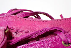 Balenciaga Perforated Mini City Bag in Pink Leather