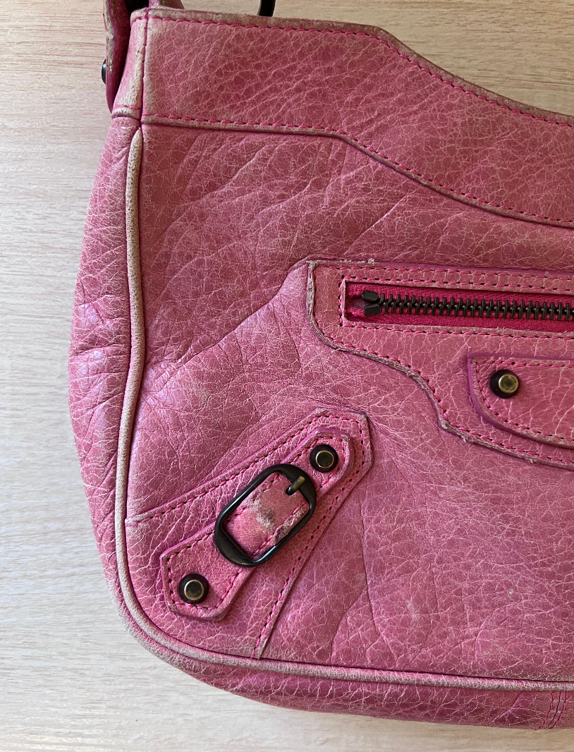 Balenciaga Pink Leather Classic Hip Crossbody Bag
