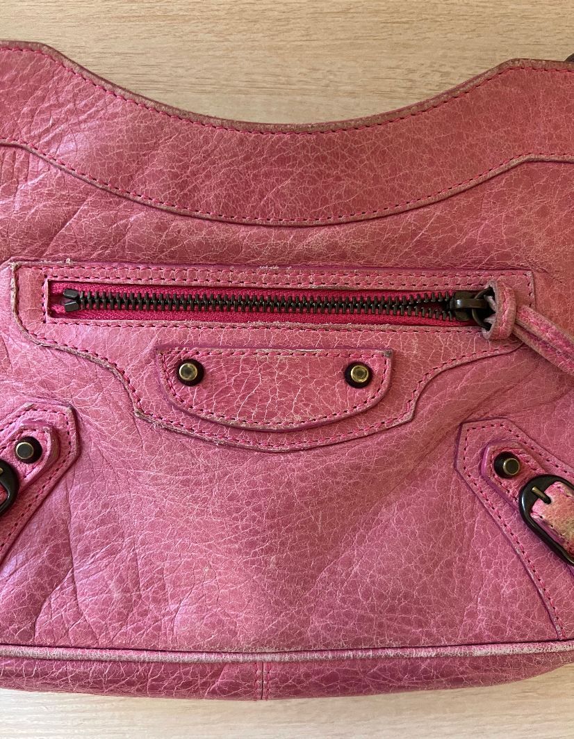 Balenciaga Pink Leather Classic Hip Crossbody Bag