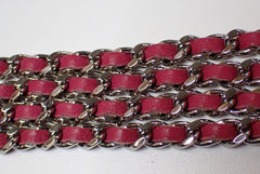 Chanel Pink Camellia Wallet on Chain in Embossed Patent Leather