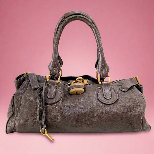Chloe Paddington Oversized Leather Shoulder Bag Brown