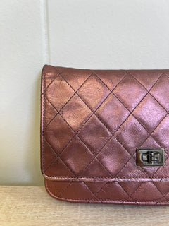 CHANEL Matelasse 2.25 Chain Wallet Shoulder Bag Leather Pink