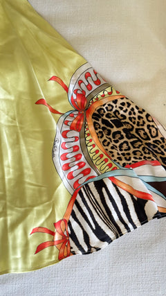 SS2004 Roberto Cavalli Patchwork Scarf Print Silk Halter Top & Bias Skirt Set Size S