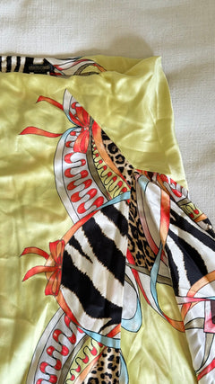 SS2004 Roberto Cavalli Patchwork Scarf Print Silk Halter Top & Bias Skirt Set Size S