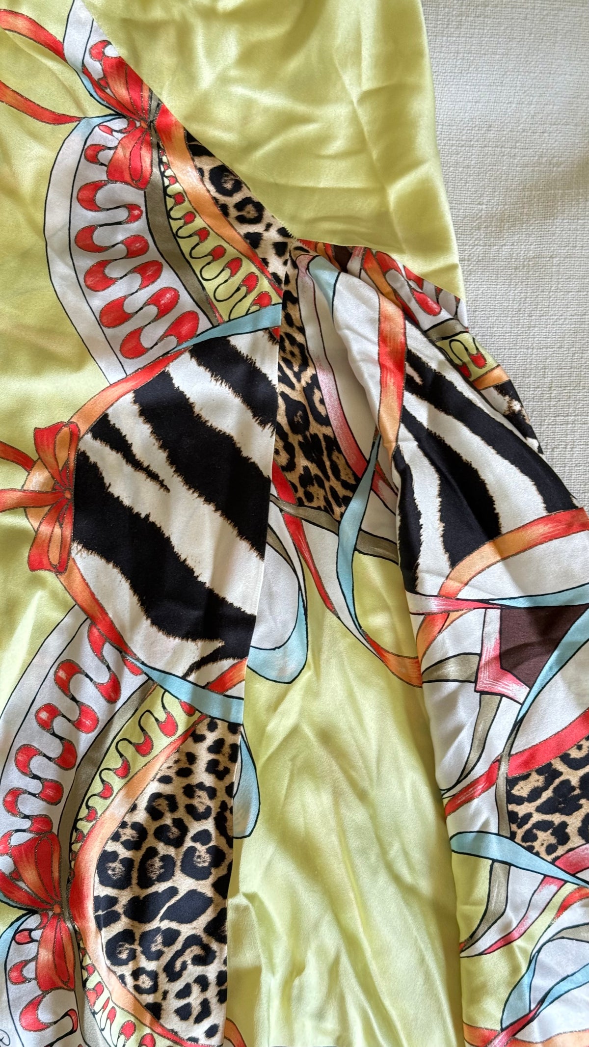 SS2004 Roberto Cavalli Patchwork Scarf Print Silk Halter Top & Bias Skirt Set Size S