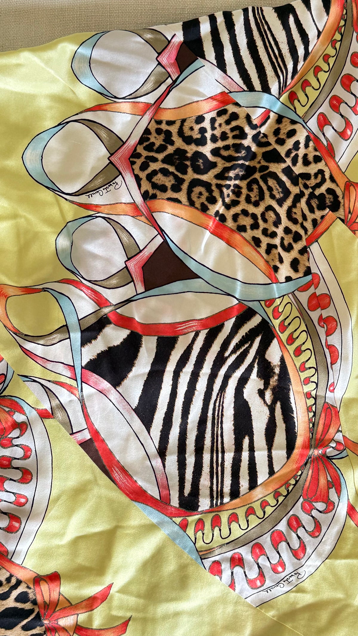 SS2004 Roberto Cavalli Patchwork Scarf Print Silk Halter Top & Bias Skirt Set Size S
