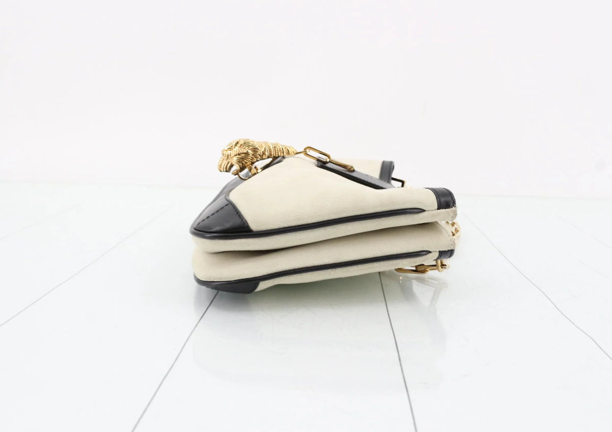 Gucci Tiger Head Suede Shoulder Bag