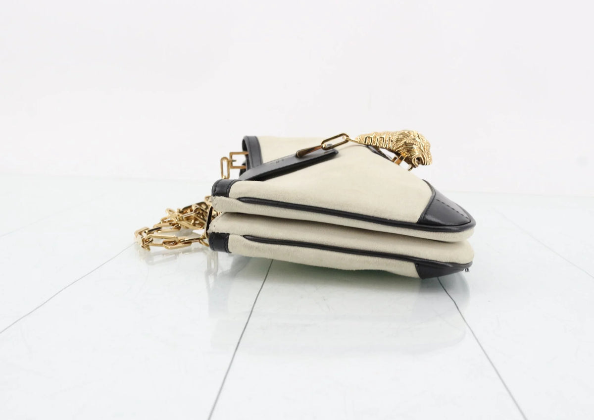 Gucci Tiger Head Suede Shoulder Bag