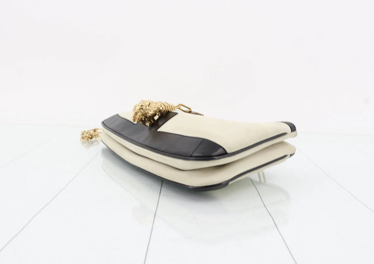 Gucci Tiger Head Suede Shoulder Bag