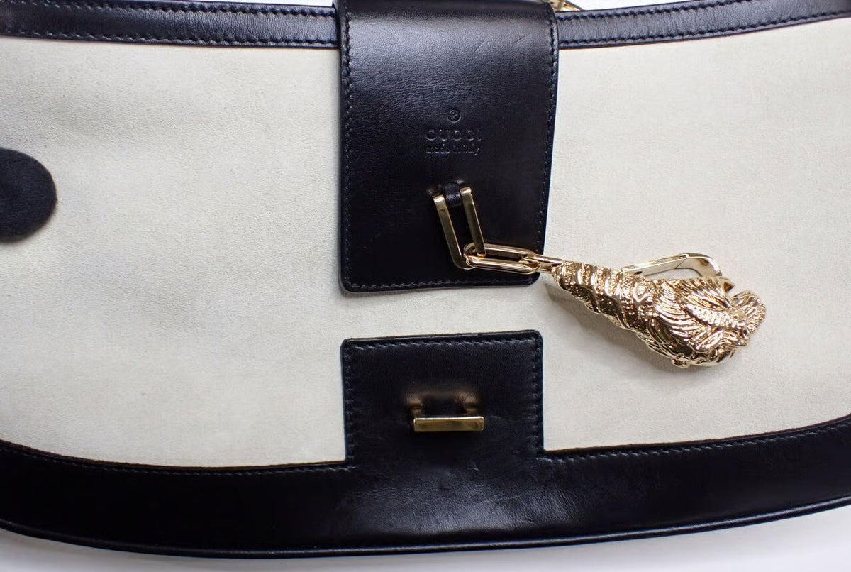 Gucci Tiger Head Suede Shoulder Bag