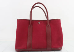 Hermès Garden Party Canvas Tote in Rouge H