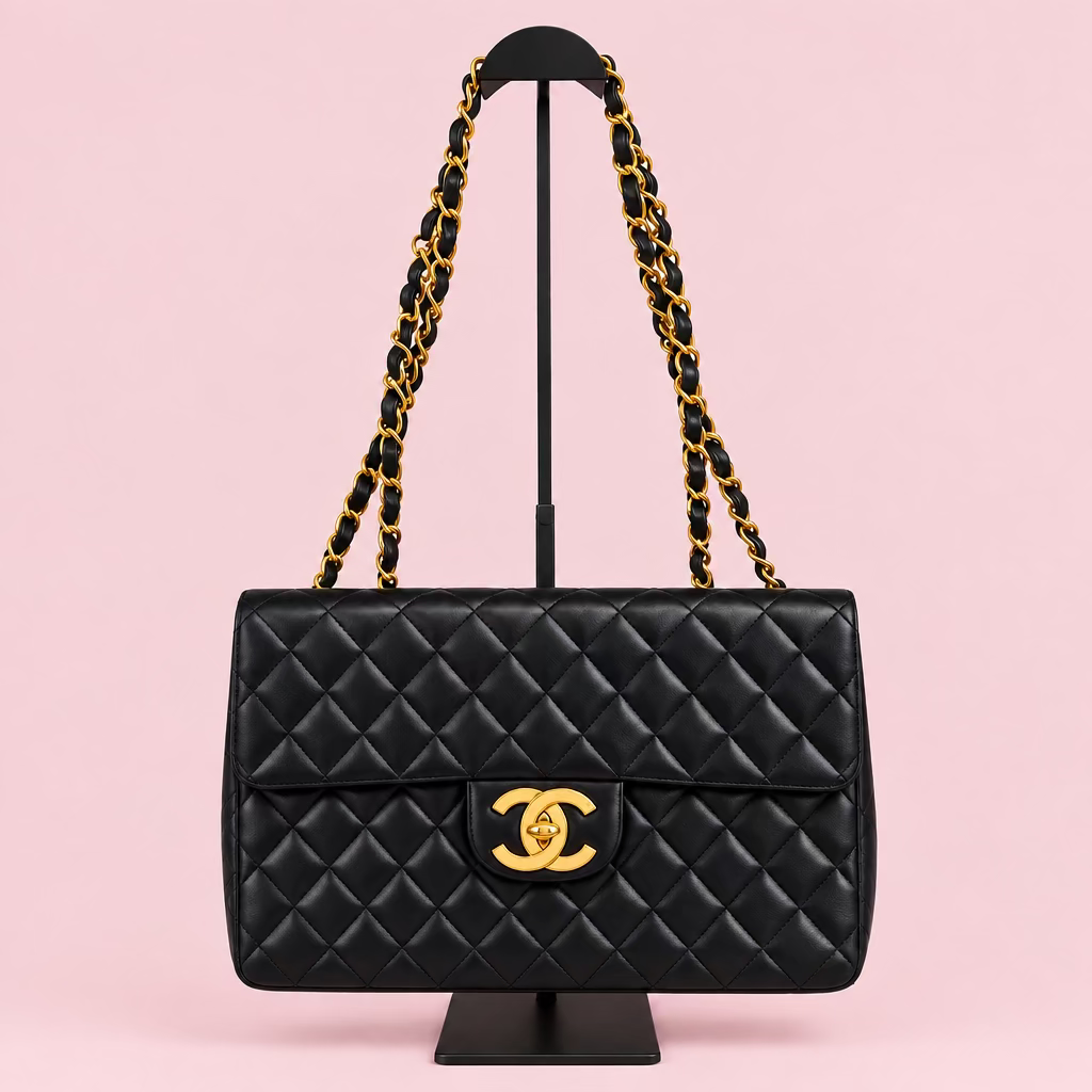 CHANEL Matelasse Lamb Skin Maxi Single Flap Bag