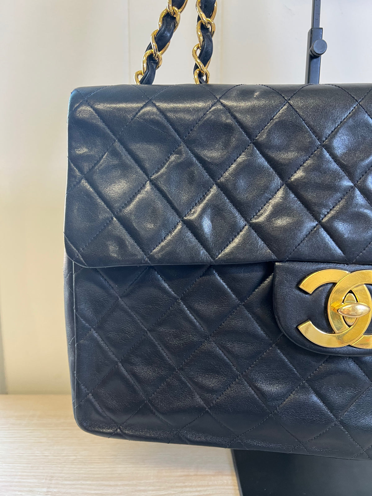 CHANEL Matelasse Lamb Skin Maxi Single Flap Bag