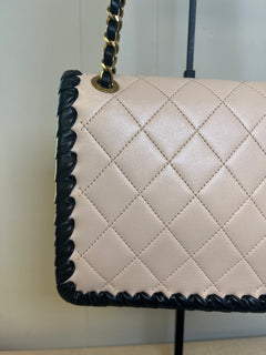 CHANEL Light Pink Lambskin & Black Whipstitch
