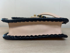 CHANEL Light Pink Lambskin & Black Whipstitch