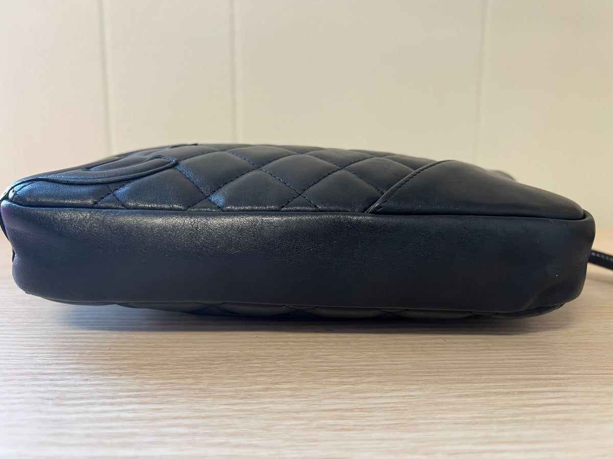 Chanel Cambon Ligne Black Quilted Lambskin Pochette Shoulder Bag