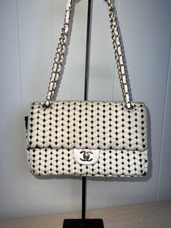CHANEL Flap Bag Beige Woven Knit