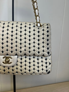 CHANEL Flap Bag Beige Woven Knit