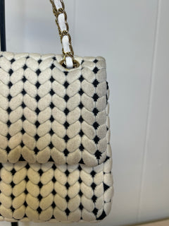 CHANEL Flap Bag Beige Woven Knit
