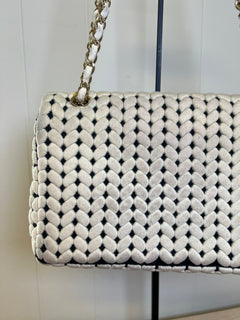 CHANEL Flap Bag Beige Woven Knit