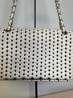 CHANEL Flap Bag Beige Woven Knit