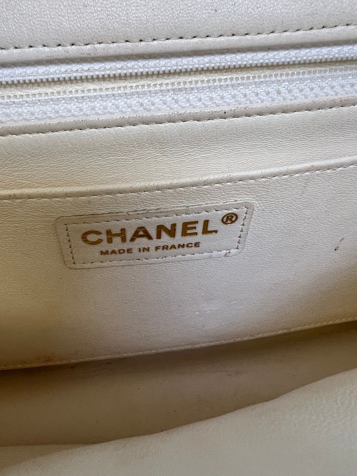 CHANEL Flap Bag Beige Woven Knit