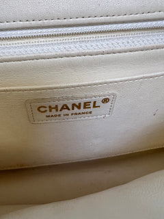 CHANEL Flap Bag Beige Woven Knit