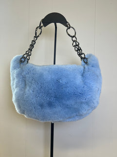 CHANEL Light Blue Lapin Fur Hobo Bag