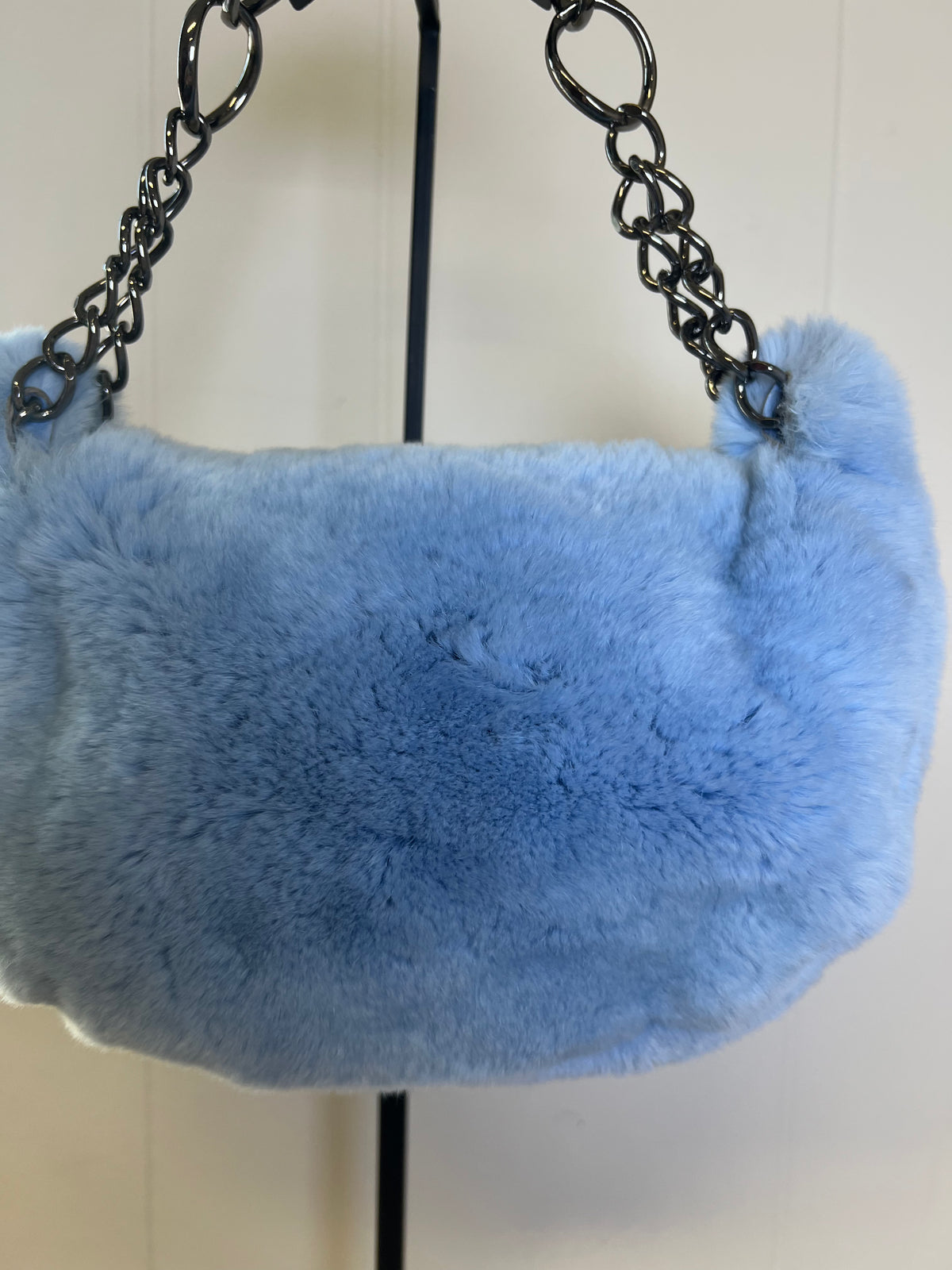 CHANEL Light Blue Lapin Fur Hobo Bag