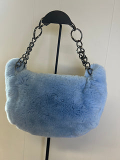 CHANEL Light Blue Lapin Fur Hobo Bag