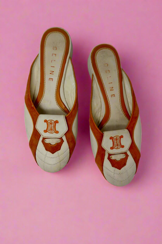 Celine Orange Slip-on Mules - 37.5 EU
