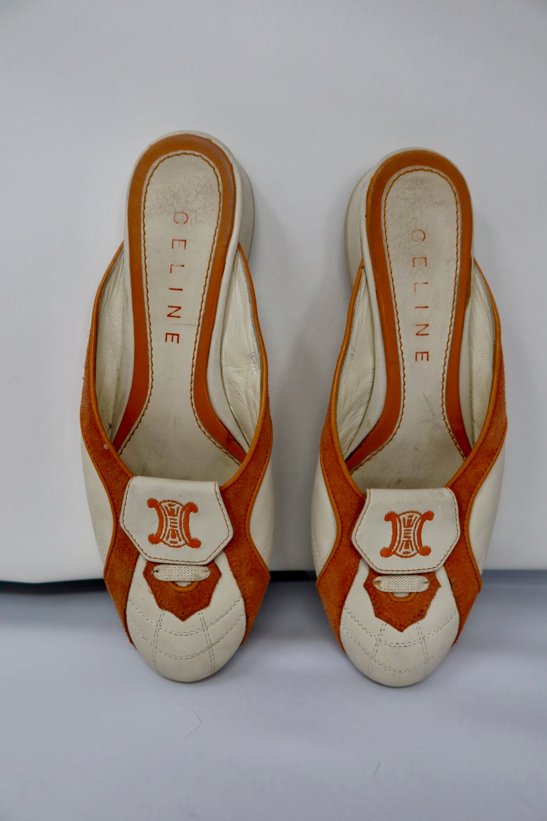 Celine Orange Slip-on Mules - 37.5 EU