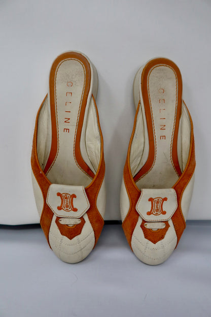 Celine Orange Slip-on Mules - 37.5 EU